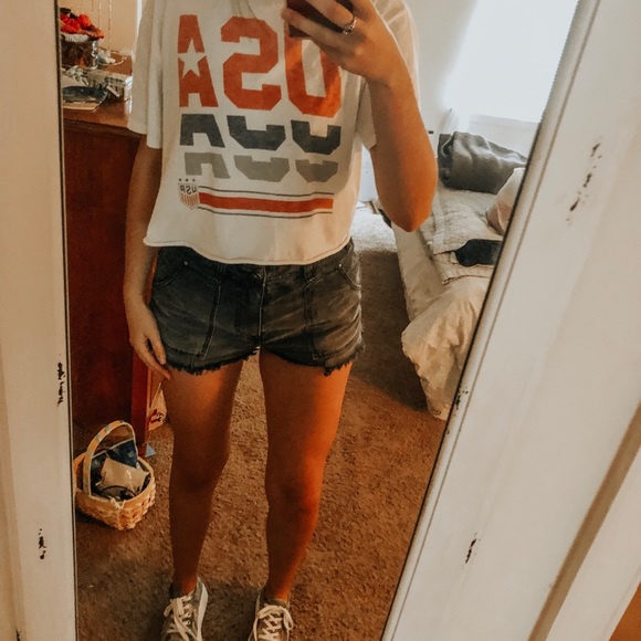 free people denim black shorts - Picture 4 of 5